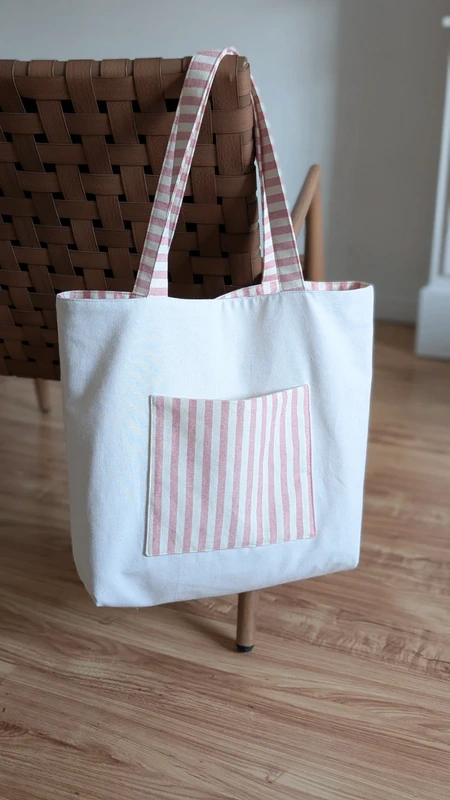 torba shopper rożowa w paski