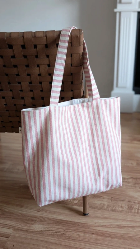 torba shopper rożowa w paski