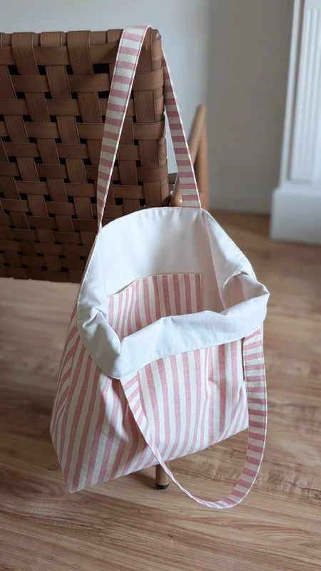 torba shopper rożowa w paski