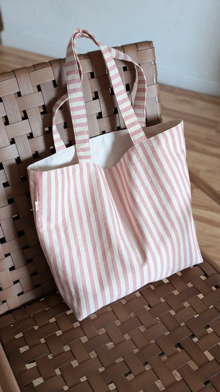 torba shopper rożowa w paski